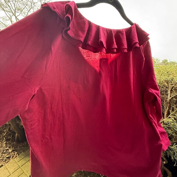 Chaps Woman Plus Size 1X Pullover Cotton Top with Ruffle Desert Pink NWT - Picture 16 of 16